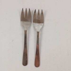 Set of 2 Vintage Leonard Italy Relish Forks Silverplate‎ 3 Tined Small Forks